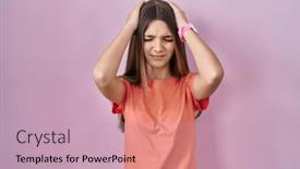  Presentation with migraine - Slide set enhanced with teenager-girl-standing-over-pink background and a soft green colored foreground