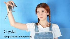  Presentation with rat - PPT theme having teenager girl with funny rat background and a light blue colored foreground