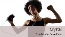  Presentation with african music - Slide set consisting of teenager girl woman happy dance background and a light gray colored foreground