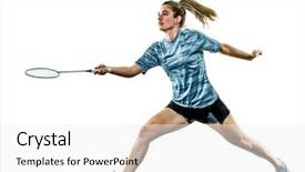  Presentation with sports badminton - Colorful slides enhanced with teenager girl woman playing badminton backdrop and a white colored foreground