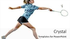 Presentation with badminton - PPT theme featuring teenager girl woman playing badminton background and a white colored foreground