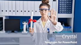  Presentation with defense - Slide set enhanced with teenager-girl-working-at-scientist background and a light blue colored foreground