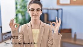  Presentation with meditation - Presentation with teenager-girl-working background and a coral colored foreground