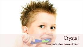  Presentation with odontology teeth mold - Beautiful presentation theme featuring teenager health - boy cleaning teeth isolation backdrop and a lemonade colored foreground