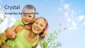  Presentation with kids health - Theme enhanced with teenager health - happy kids sister and brother background and a light blue colored foreground