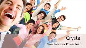  Presentation with young people diversity - Amazing theme having teenager health - young happy people isolated ver backdrop and a lemonade colored foreground