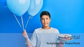  Presentation with birthday boy - Audience pleasing PPT theme consisting of teenager-hispanic-boy-celebrating-birthday backdrop and a light blue colored foreground
