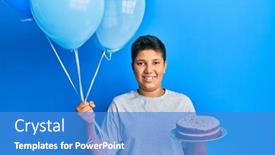  Presentation with birthday boy - Presentation theme having teenager-hispanic-boy-celebrating-birthday background and a teal colored foreground