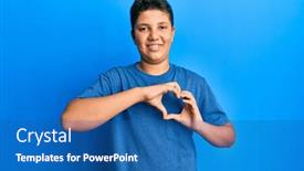  Presentation with hands heart - Presentation theme with teenager-hispanic-boy-wearing-casual background and a ocean colored foreground