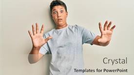  Presentation with panic - Presentation theme featuring teenager-hispanic-boy-wearing-casual background and a soft green colored foreground