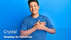  Presentation with blue eyes - Audience pleasing presentation theme consisting of teenager-hispanic-boy-wearing-casual backdrop and a teal colored foreground