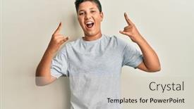 Presentation with rock star - Colorful PPT layouts enhanced with teenager-hispanic-boy-wearing-casual backdrop and a soft green colored foreground