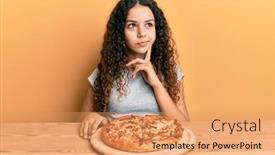  Presentation with italian - PPT theme enhanced with teenager-hispanic-girl-eating-italian background and a coral colored foreground