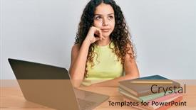  Presentation with school - Presentation design enhanced with teenager-hispanic-girl-sitting background and a coral colored foreground