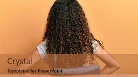  Presentation with standing sitting - Presentation enhanced with teenager-hispanic-girl-wearing-casual background and a red colored foreground