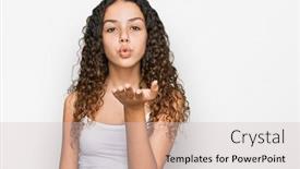  Presentation with african american teenager girl - Presentation theme featuring teenager-hispanic-girl-wearing-casual background and a soft green colored foreground