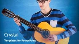  Presentation with guitar class - Cool new presentation design with teenager holding a classic guitar backdrop and a  colored foreground