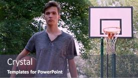  Presentation with basketball - Presentation theme consisting of teenager-holds-a-basketball background and a tawny brown colored foreground