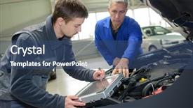  Presentation with professional training - Slide set having teenager in professional training background and a ocean colored foreground