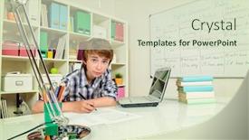 Presentation with knowledge - Beautiful presentation featuring teenager-is-doing-lessons-home backdrop and a soft green colored foreground