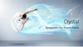  Presentation with blue abstract - PPT layouts having teenager jumping with abstract blue background and a cool aqua colored foreground