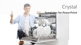  Presentation with kneeling - Presentation theme having teenager-kneeling-next background and a white colored foreground