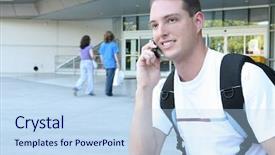  Presentation with college student money - Presentation design consisting of teenager literacy phones - handsome male college student smiling background and a light blue colored foreground