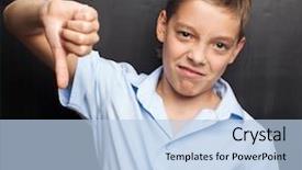  Presentation with blackboard in an abandoned school - Slide deck featuring negativism - teenager near blackboard child background and a light blue colored foreground