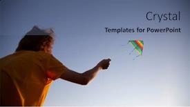  Presentation with kite - Audience pleasing slide set consisting of teenager-playing-kite-on-summer backdrop and a ocean colored foreground