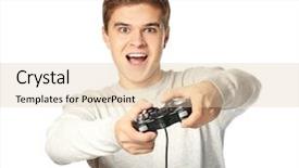  Presentation with teenager expressions - Beautiful theme featuring teenager playing videogame on white backdrop and a lemonade colored foreground