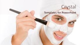  Presentation with skin care - Cool new slide deck with teenager problem skin care - woman facial mask apply with brush backdrop and a lemonade colored foreground