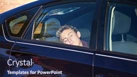  Presentation with sleeping - Amazing slide set having teenager-sleeping-in-the-backseat backdrop and a navy blue colored foreground