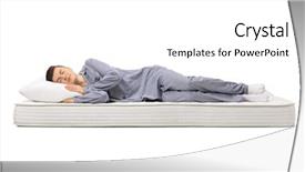  Presentation with mattress - Cool new PPT layouts with teenager sleeping on a mattress backdrop and a white colored foreground