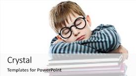  Presentation with educational - Colorful slides enhanced with teenager sleeping on his book backdrop and a white colored foreground