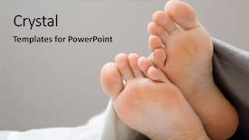 Presentation with sleeping - Slide set enhanced with teenager sleeping toes showing under the sheet background and a light gray colored foreground
