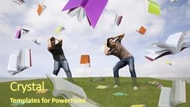  Presentation with heads - Beautiful presentation theme featuring teenager students outside protecting there backdrop and a tawny brown colored foreground