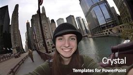  Presentation with teen girl - Presentation enhanced with teenager tourist girl taking self background and a  colored foreground