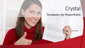  Presentation with contract - Cool new theme with teenager which his first contract for an job - german text backdrop and a sky blue colored foreground