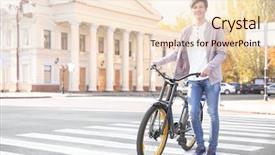  Presentation with bicycle - Slide set with children crosswalks - hipster teenager with bicycle background and a lemonade colored foreground