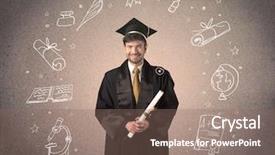  Presentation with hand drawn school - Presentation design having teenager with hand drawn school background and a violet colored foreground