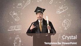  Presentation with hand drawn school - Audience pleasing presentation theme consisting of teenager with hand drawn school backdrop and a  colored foreground