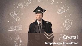  Presentation with hand drawn school - Audience pleasing PPT theme consisting of teenager with hand drawn school backdrop and a  colored foreground