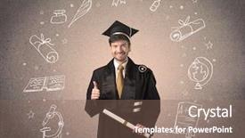  Presentation with hand drawn school - Slides with teenager with hand drawn school background and a  colored foreground