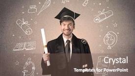  Presentation with hand drawn school - Slide set consisting of teenager with hand drawn school background and a  colored foreground