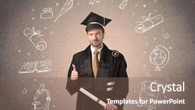  Presentation with hand drawn school - Colorful slide deck enhanced with teenager with hand drawn school backdrop and a  colored foreground