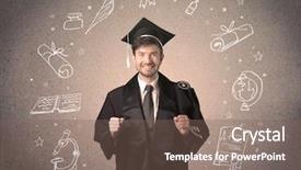  Presentation with hand drawn school - Theme consisting of teenager with hand drawn school background and a violet colored foreground