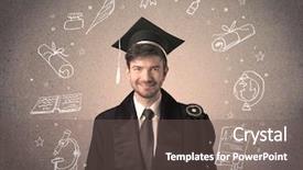  Presentation with hand drawn school - Cool new theme with teenager with hand drawn school backdrop and a  colored foreground