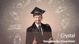  Presentation with hand drawn school - PPT layouts enhanced with teenager with hand drawn school background and a  colored foreground