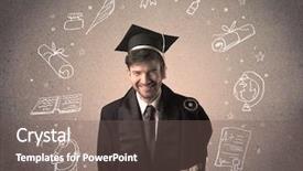  Presentation with hand drawn school - Slides having teenager with hand drawn school background and a  colored foreground