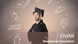  Presentation with hand drawn school - Slide set consisting of teenager with hand drawn school background and a  colored foreground